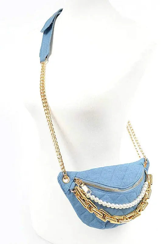 Mix Chain Layered Denim Crossbody Bag Artini Accessories