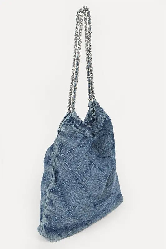 Denim Quilted Large Shoulder Bag LA Jewelry Plaza