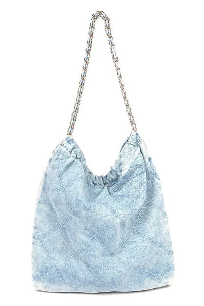 Denim Quilted Large Shoulder Bag LA Jewelry Plaza