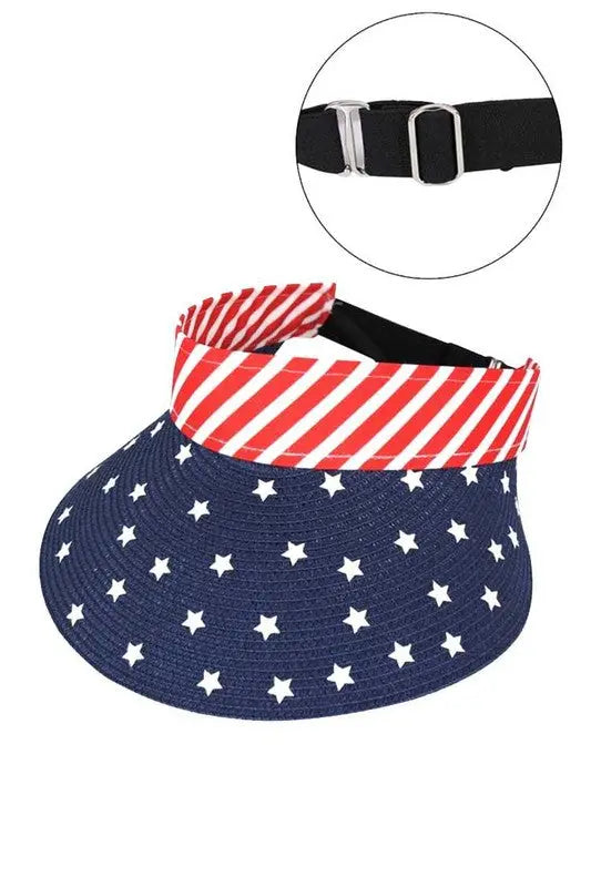 American Flag Printed Straw Visor