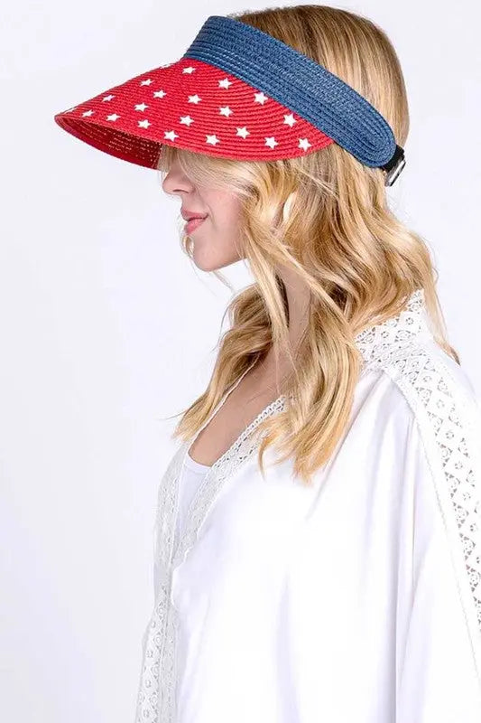 Americana Roll Up Straw Visor