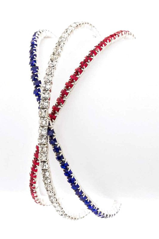 Red White Blue Rhinestone Cuff