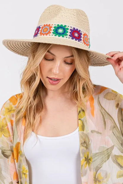 Flower Straw band Sun Hat