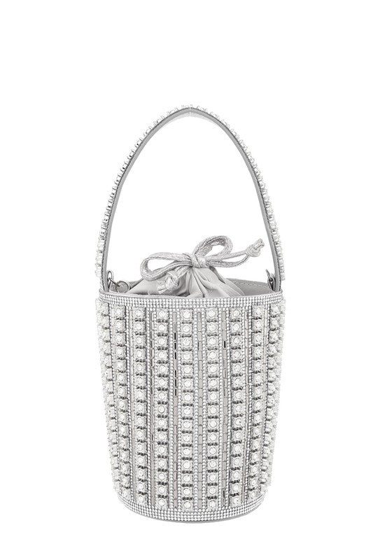 Rhinestone Cylinder Shaped Bucket bag