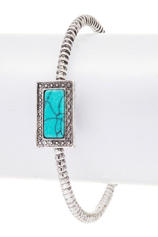 Square Stone Adjustable Open Bangle