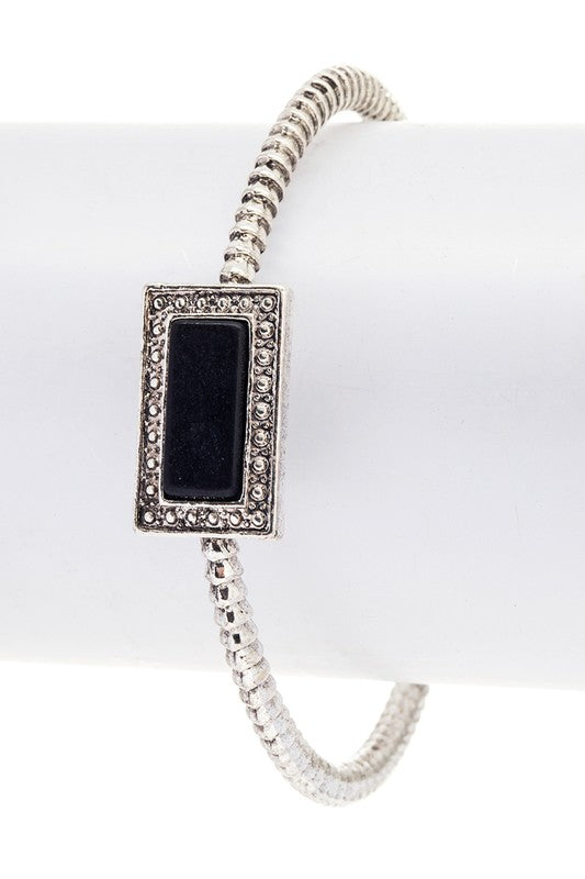 Square Stone Adjustable Open Bangle