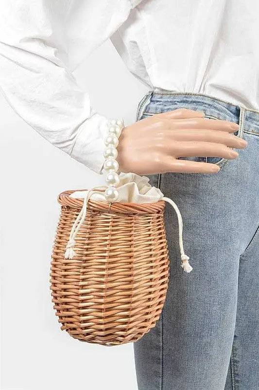 Pearl Handle Iconic Bamboo Bucket Clutch Bag Artini Accessories