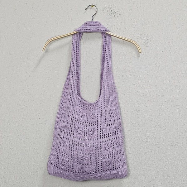 Solid Crochet Tote Bag