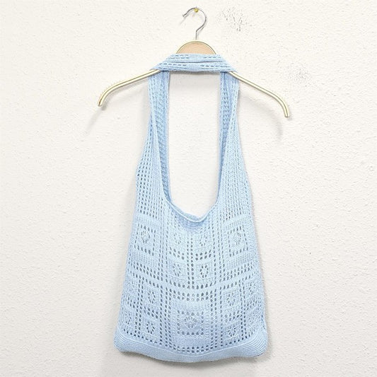 Solid Crochet Tote Bag