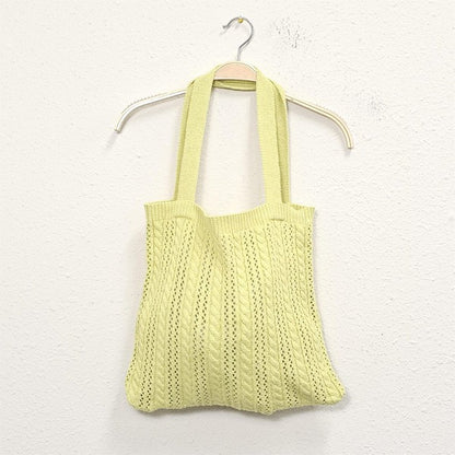 Solid Stripe Crochet Tote Bag