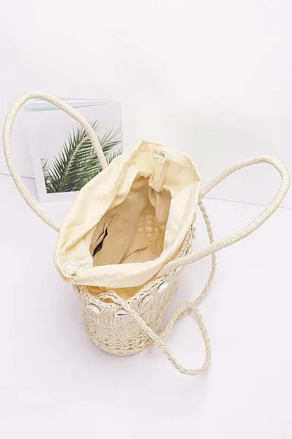 Sea Shell Iconic Faux Straw Tote Basket Artini Accessories