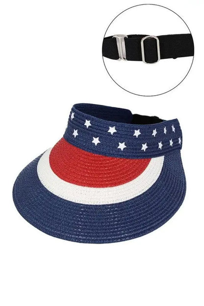 American Flag Printed Straw Visor