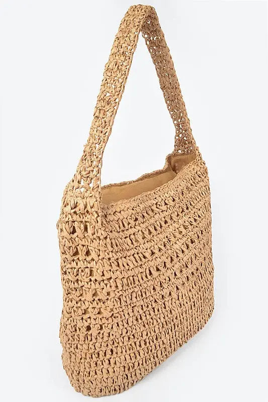 Faux Straw Oversize Hobo Shoulder Bag Artini Accessories