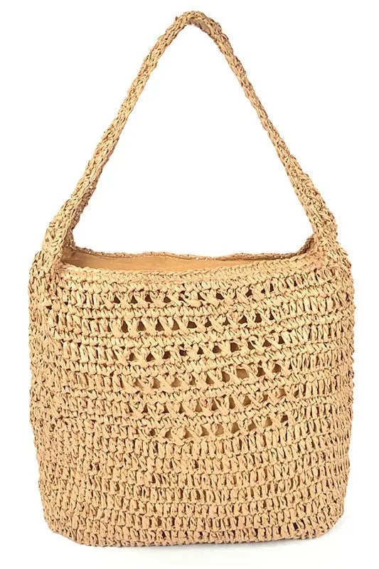 Faux Straw Oversize Hobo Shoulder Bag Artini Accessories