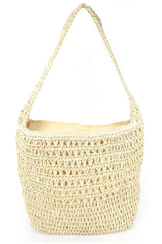 Faux Straw Oversize Hobo Shoulder Bag Artini Accessories