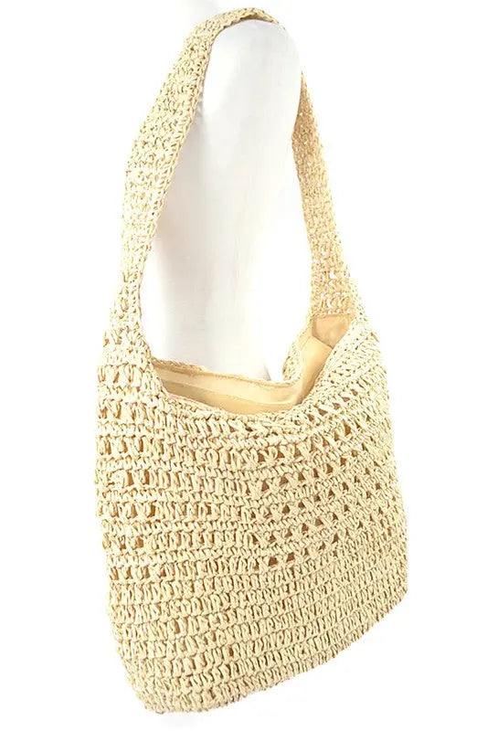 Faux Straw Oversize Hobo Shoulder Bag Artini Accessories