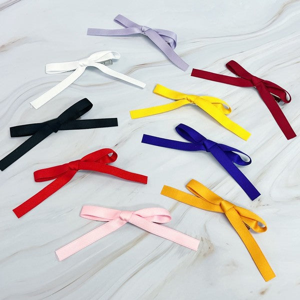 Solid Bow Hair Clip Set Of 5