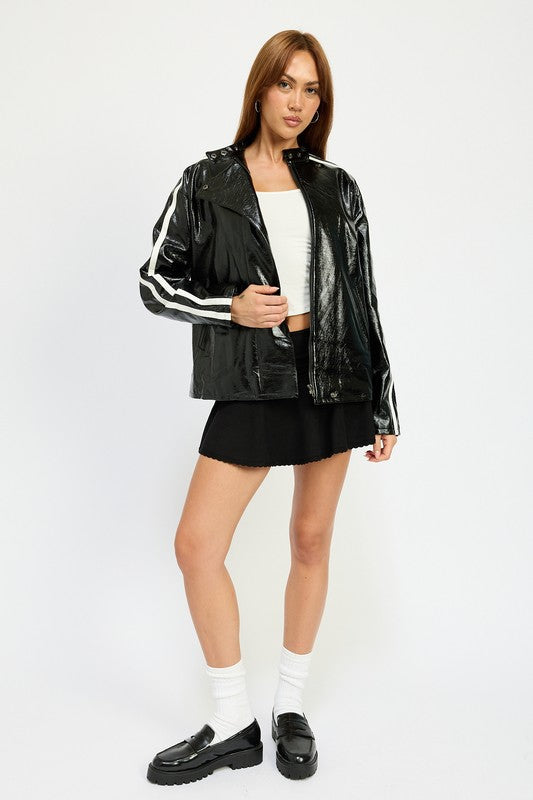 OVERSIZED MOTO PU JACKET