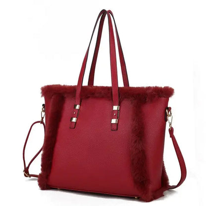 MKF Liza with Faux Fur Women Tote Bag by Mia K MKF Collection by Mia K