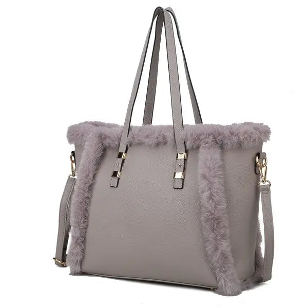 MKF Liza with Faux Fur Women Tote Bag by Mia K MKF Collection by Mia K