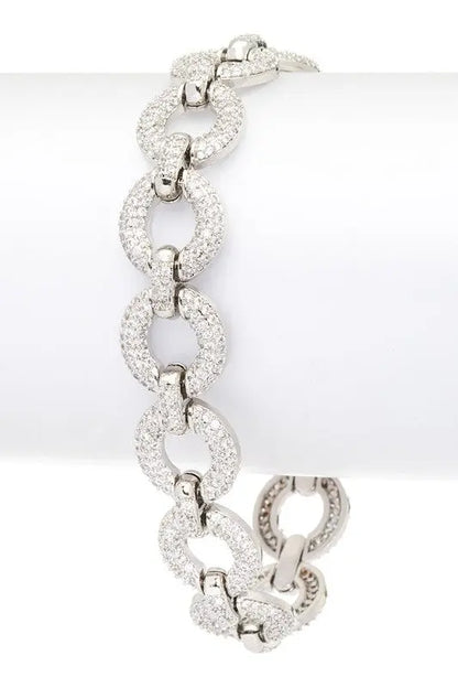 Micro Setting CZ Chain Link Statement Bracelet LA Jewelry Plaza