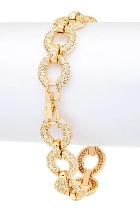 Micro Setting CZ Chain Link Statement Bracelet LA Jewelry Plaza