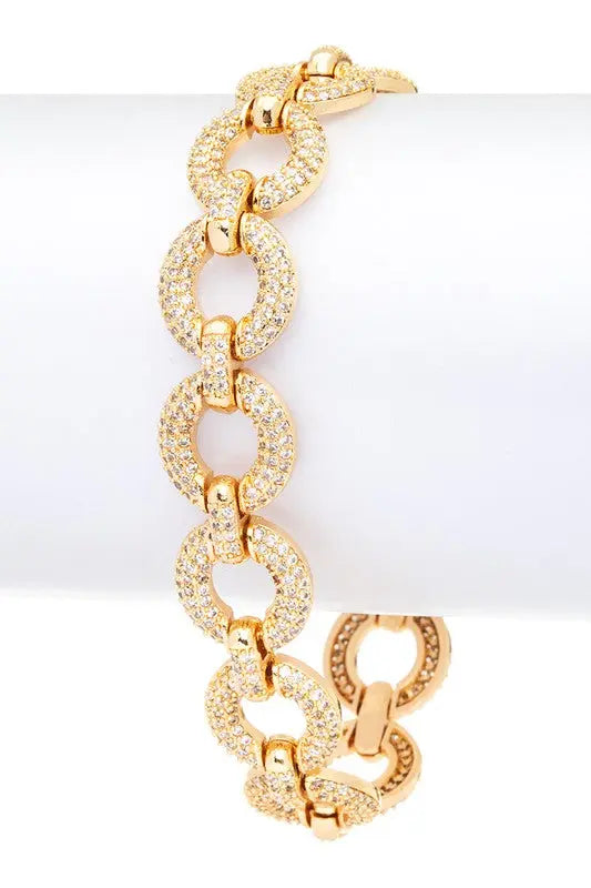 Micro Setting CZ Chain Link Statement Bracelet LA Jewelry Plaza