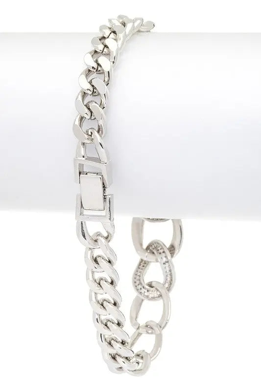 Micro Setting CZ Pave Chain Link Bracelet LA Jewelry Plaza