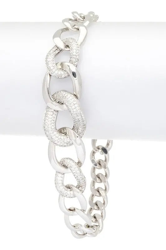 Micro Setting CZ Pave Chain Link Bracelet LA Jewelry Plaza