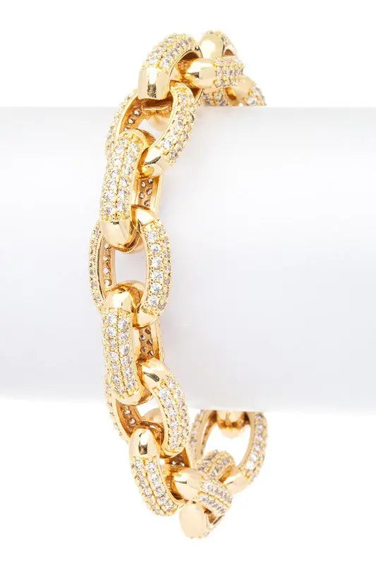 Micro Pave CZ Chain Link Statement Bracelet LA Jewelry Plaza