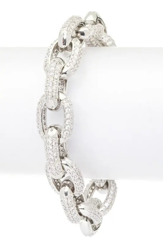 Micro Pave CZ Chain Link Statement Bracelet LA Jewelry Plaza