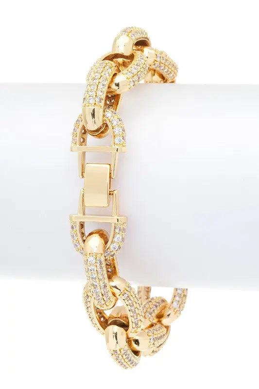 Micro Pave CZ Chain Link Statement Bracelet LA Jewelry Plaza