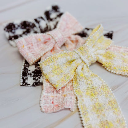 Soft Tweed Bow Hair Clip