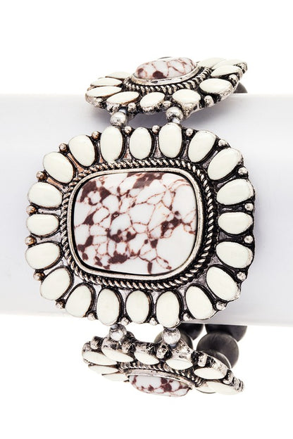 Oversize Ornate Stone Navajo Beads Bracelet