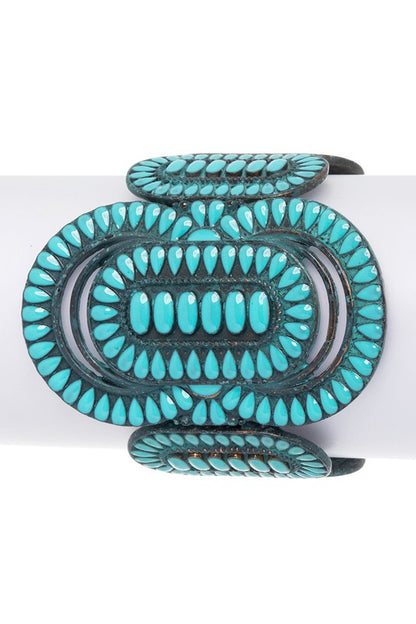 Western Enamel Oversize Stretch Bracelet