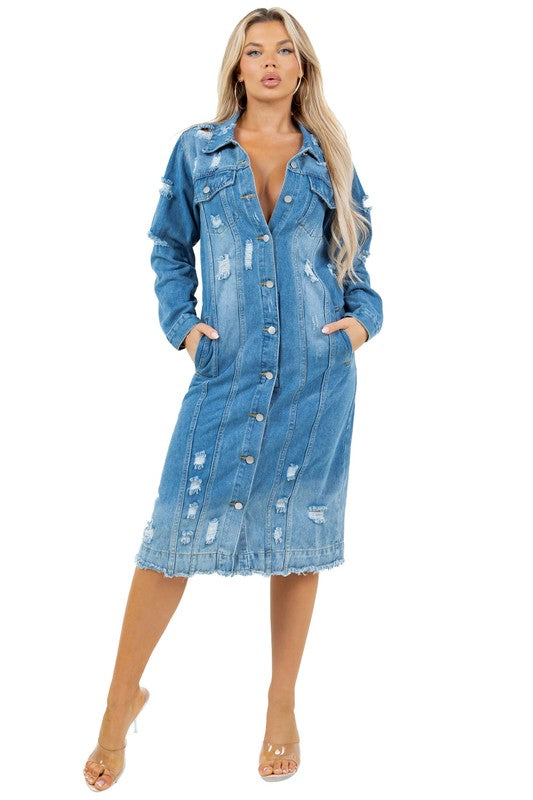 WOMEN LONG DENIM JACKET