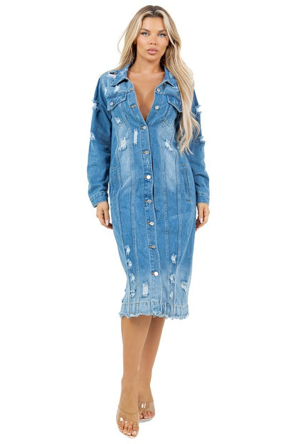 WOMEN LONG DENIM JACKET