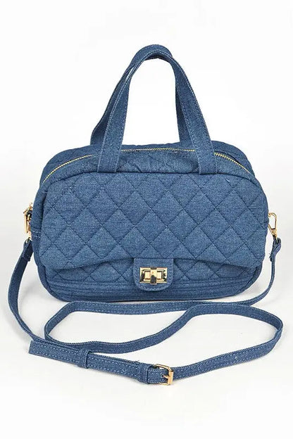 Quilted Denim Weekender Duffle Gym Bag Artini Accessories