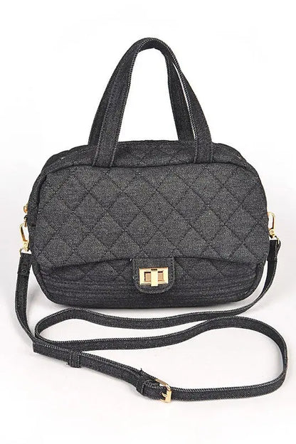 Quilted Denim Weekender Duffle Gym Bag Artini Accessories