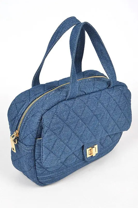 Quilted Denim Weekender Duffle Gym Bag Artini Accessories