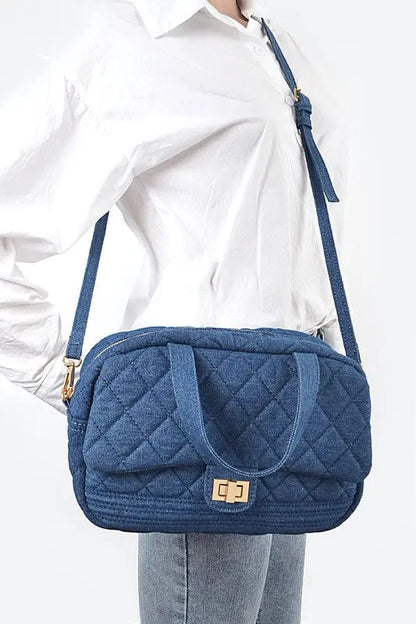 Quilted Denim Weekender Duffle Gym Bag Artini Accessories