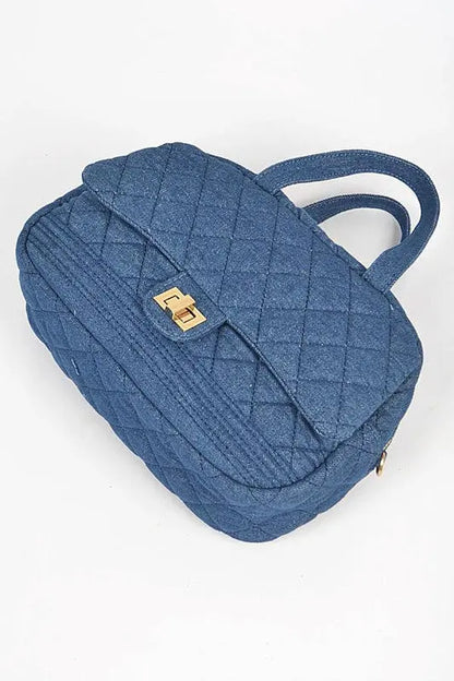 Quilted Denim Weekender Duffle Gym Bag Artini Accessories