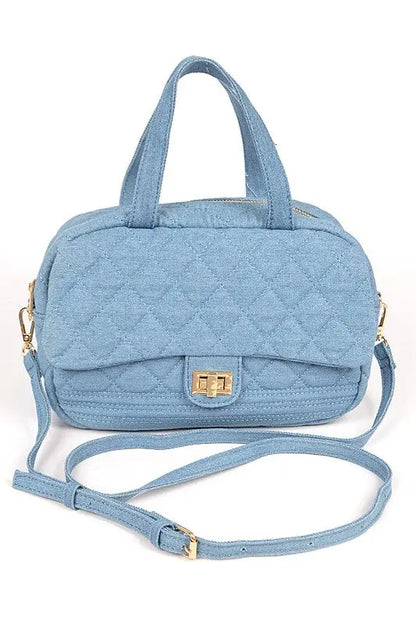 Quilted Denim Weekender Duffle Gym Bag Artini Accessories