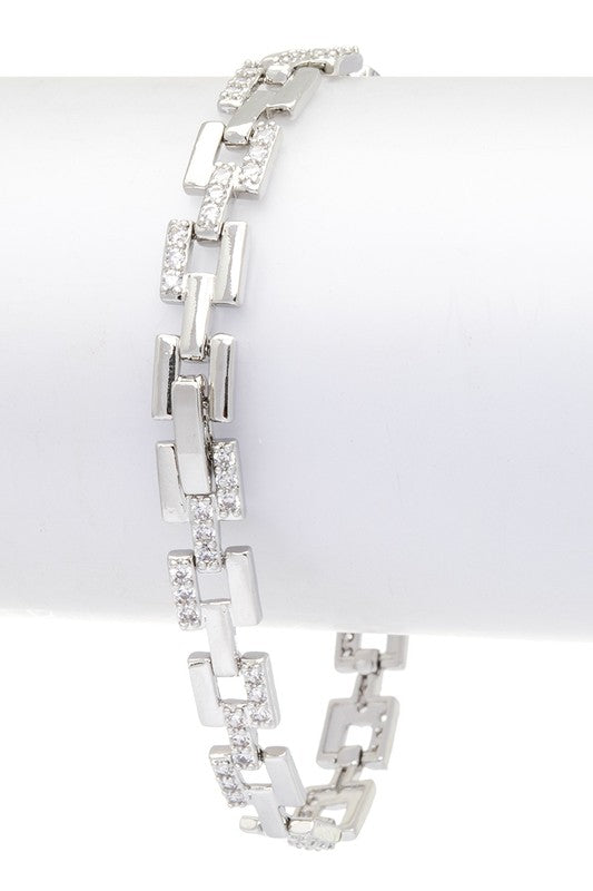 CZ Pave Chain Link Bracelet