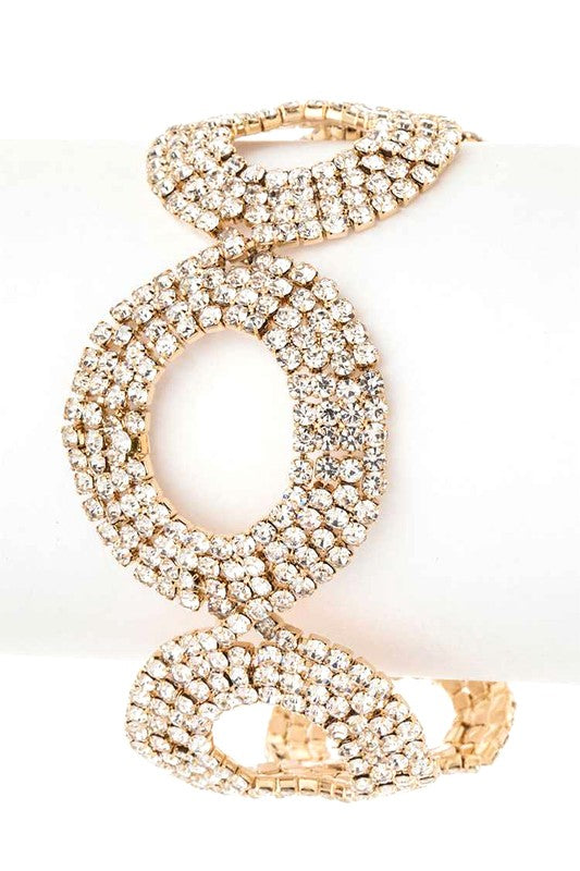 Rhinestone Circle Statement Bracelet