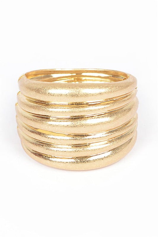 Textured Iconic Casting Spring Hinge Bangle