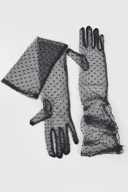 Above Elbow Polkadot Lace Gloves