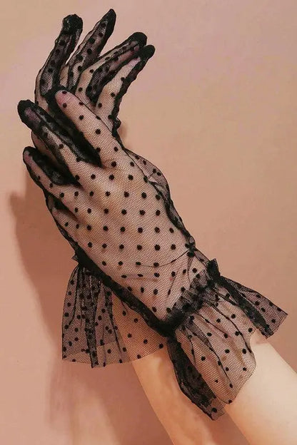 Polkadot Ruffle Lace Gloves