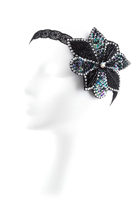 Statement Beaded Flower Stretch Headband