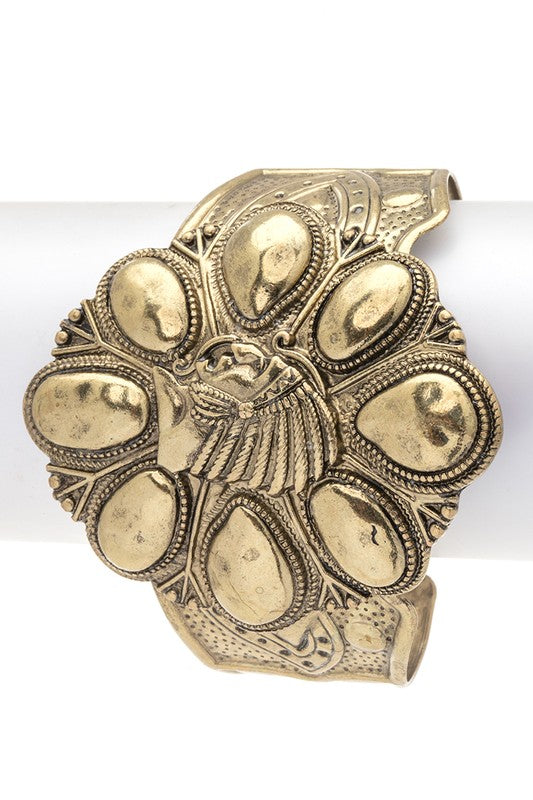 Engraved Chief Brass Western Bangle